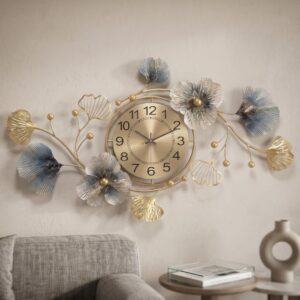 Gold Metal Wall Clock for Hall | Luxury Wall Decor Items for Living Room | Big Size Home Decor Items for Wall Decoration | Stylish Latest Artistic Clock for Home