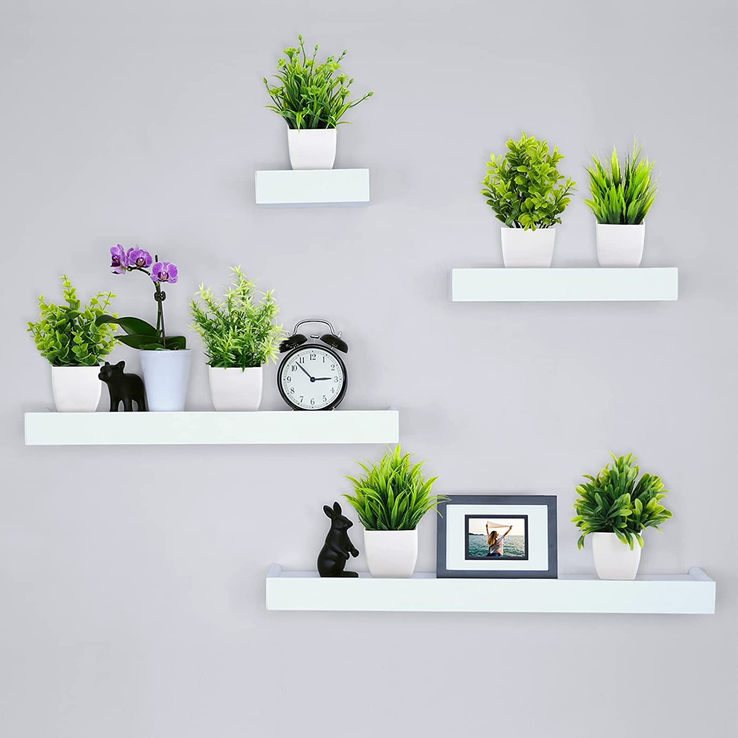 flower vase2 Dekorly Artificial Potted Plants, Artificial Plastic Eucalyptus Plants Small Indoor Potted Houseplants, Small Faux Plants for Home Decor Bathroom Office Farmhouse (Set 0F 8) - Image 4